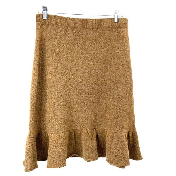 Sundance Every Day Wool blend Ruffled Hem Skirt Sz M camel brown - Picture 1 of 5